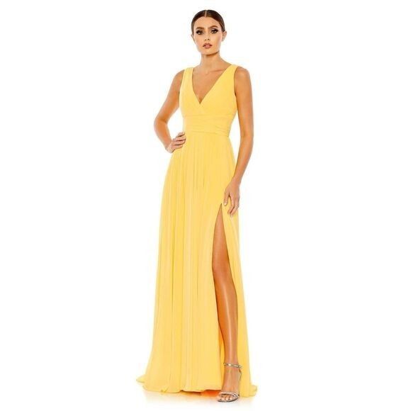 Mac Duggal Women's‎ Yellow Buttercup Chiffon Evening Dress Gown Size 20 55793 - Picture 1 of 6